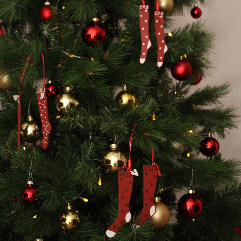 Die Holzwarenfabrik Weihnachtsbaumhänger Socken rot Deko